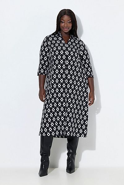 Ulla Popken Midikleid Lyocell-Midikleid Blüten A-Linie V-Ausschnitt günstig online kaufen