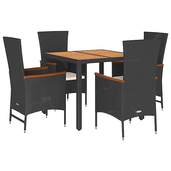 vidaXL 5-Tlg Garten-Essgruppe mit Kissen Schwarz Poly Rattan 3277505 günstig online kaufen
