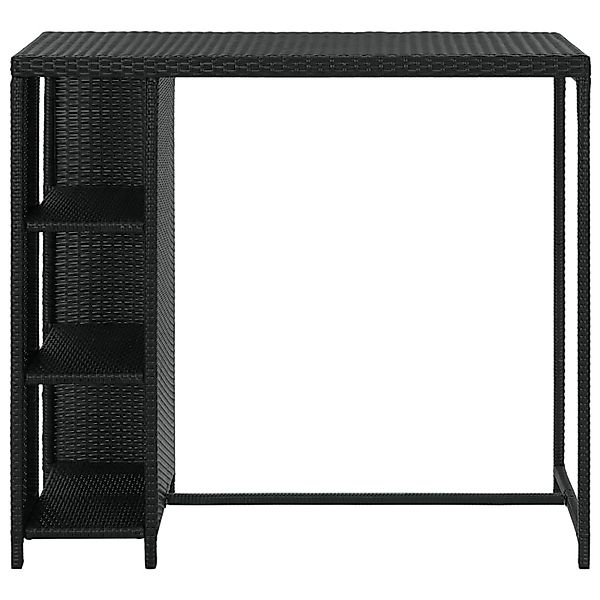 vidaXL Bartisch mit Regal Schwarz Poly Rattan 120x60x110 cm günstig online kaufen