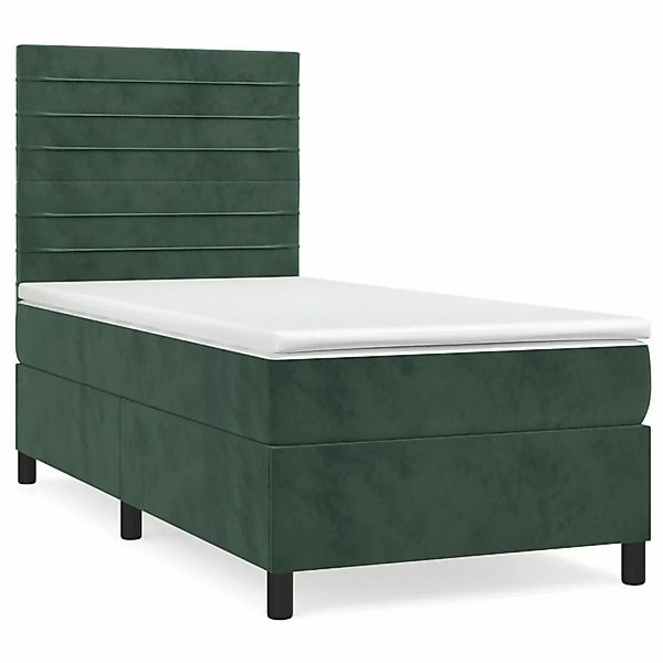 vidaXL Boxspringbett mit Matratze Dunkelgrün 90x200 cm Samt1537805 günstig online kaufen