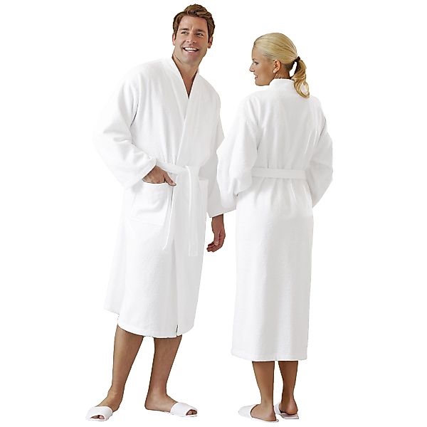 ZOLLNER Unisex-Bademantel, 100% Baumwolle, Kimono-Kragen, Gürtel, günstig online kaufen