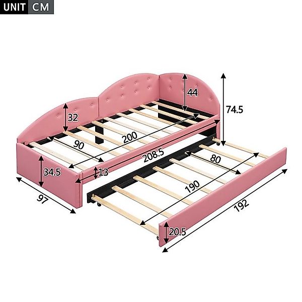 Flieks Daybett, Schlafsofa Polsterbett Einzelbett 90x200cm mit Ausziehbett günstig online kaufen