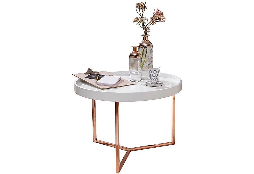 Wohnling Couchtisch WL5.765 JESI Sofatisch Kupfer Rund Tabletttisch Beistel günstig online kaufen