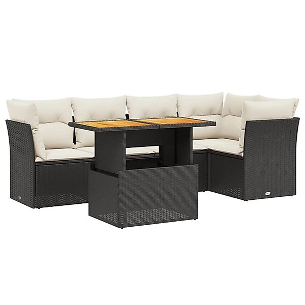 vidaXL 5-Tlg Garten-Sofagarnitur mit Kissen Schwarz Poly Rattan 3270818 günstig online kaufen