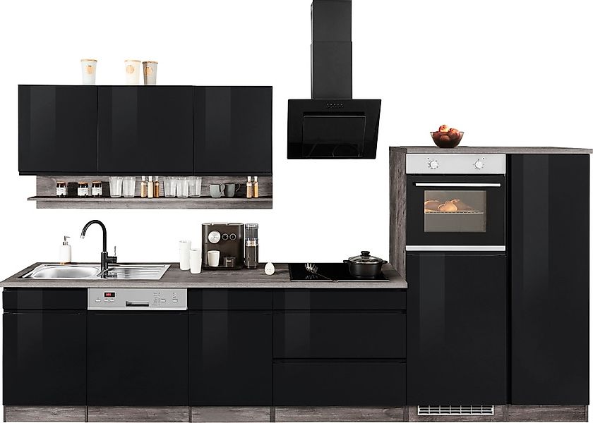 HELD MÖBEL Küchenzeile "Virginia", Breite 350 cm, mit Glaskeramik-oder Indu günstig online kaufen