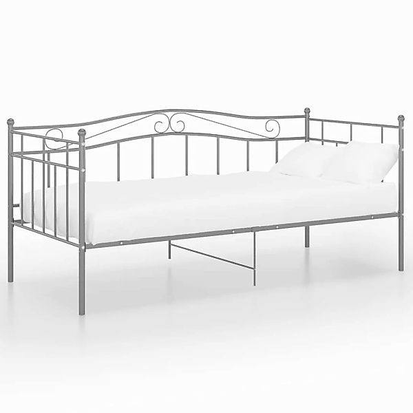 vidaXL Bettgestell Schlafsofa Bettgestell Grau Metall 90x200 cm Einzelbett günstig online kaufen