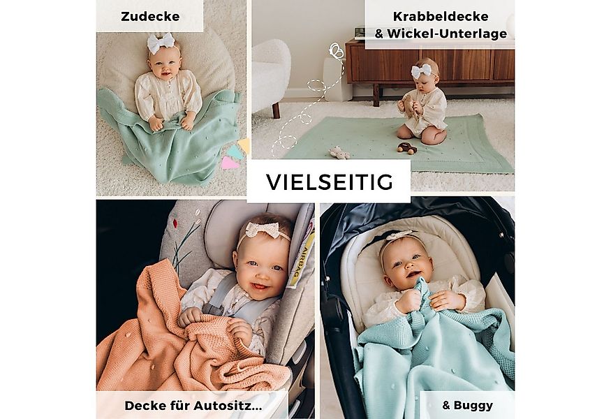 Babydecke Baumwolle (Bio) XXL (75x100 cm) Mädchen + Junge, Kuscheldecke Bab günstig online kaufen