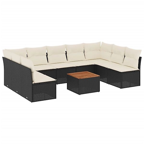 vidaXL 10-tlg Garten-Sofagarnitur mit Kissen Schwarz Poly Rattan Modell 93 günstig online kaufen