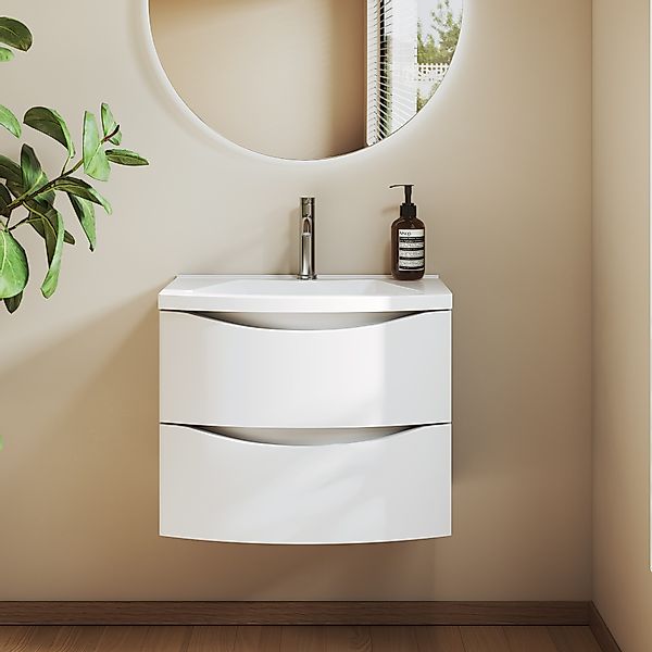 BRIDGE BENO Badmöbel-Set 60/80cm Curved Badezimmerwaschtisch, günstig online kaufen