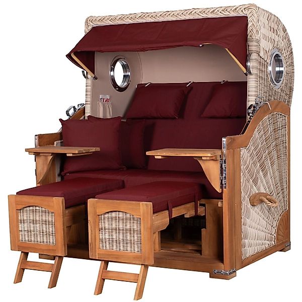 bene,iving Strandkorb Komplettset Ammersee Grande XL Teak Bullauge PE Shell günstig online kaufen