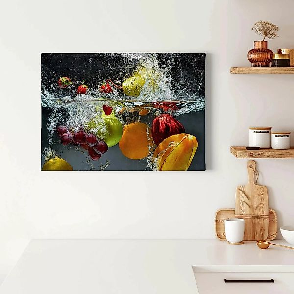 Bricoflor Leinwand Bild Mit Obst Küchenbild Mit Früchten Auf Leinwand Und K günstig online kaufen