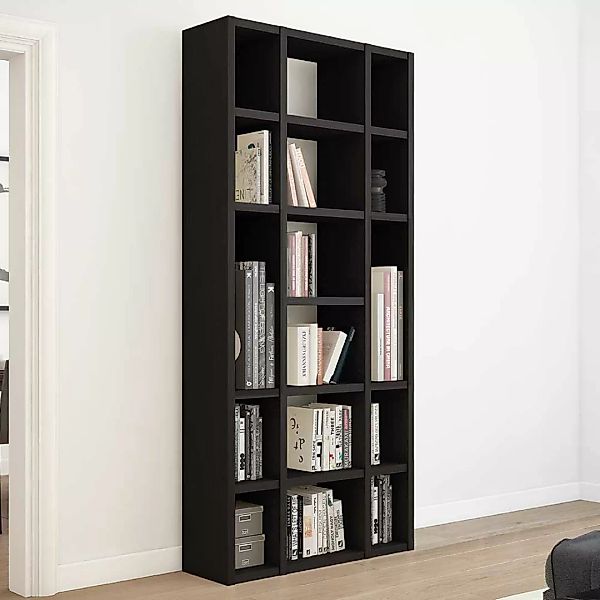 Bücherschrank ohne Rückwand 222 cm hoch - 120 cm breit Schwarzbraun günstig online kaufen