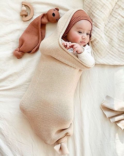 Babydecke Minora Baby Strickwaren Cocoon-Tedy Swaddle Set, 0-8 Monate, Mino günstig online kaufen