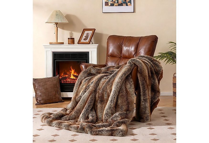 Wohndecke, COSTWAY, Kuscheldecke, Sofadecke, luxuriöse Felldecke, 153 x 203 günstig online kaufen