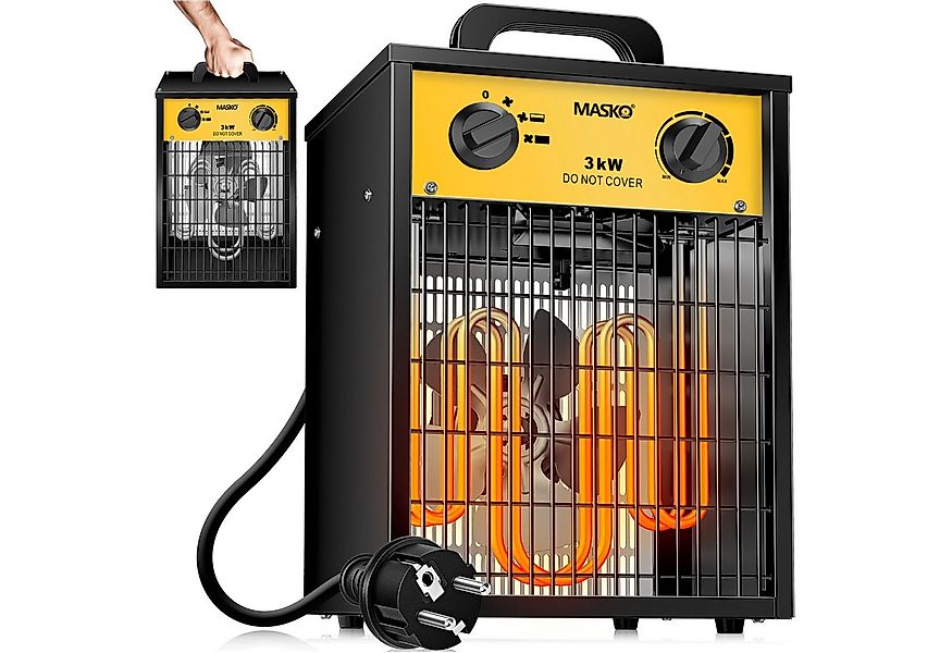 MASKO Heizlüfter, 3000 W, Elektroheizer Heizlüfter Bauheizer mit integriert günstig online kaufen