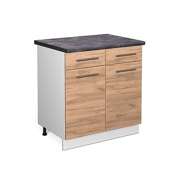Vicco Küchenunterschrank Fame-Line Goldkraft Eiche/Weiß 80 cm AP Anthrazit günstig online kaufen