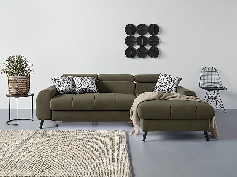 COTTA Ecksofa "Mia L-Form mit 3 Zierkissen", wahlweise mit Bettfunktion, Be günstig online kaufen