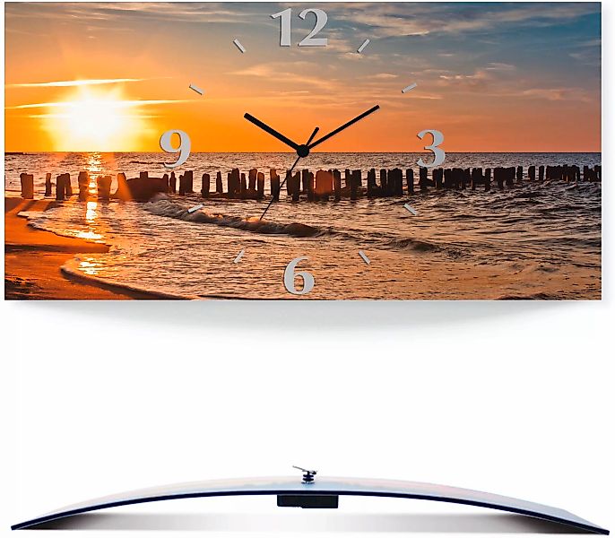 Artland Wanduhr "Schöner Sonnenuntergang am Strand", 3D Optik gebogen, mit günstig online kaufen