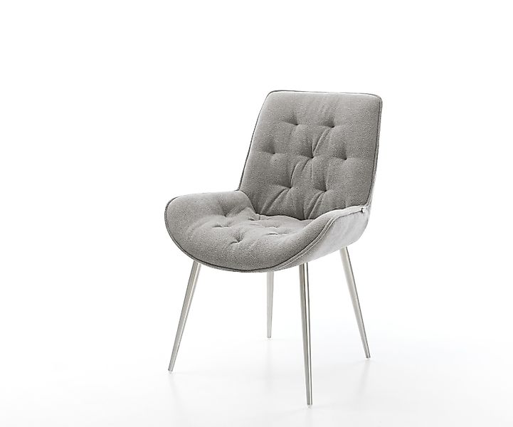 Esszimmerstuhl Taimi-Flex Strukturstoff Soft Grau 4-Fuß konisch Edelstahl günstig online kaufen