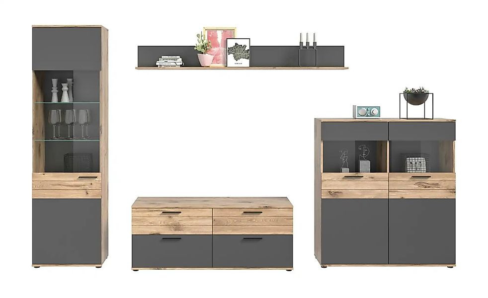 Wohnkombination  Monsano ¦ grau ¦ Maße (cm): B: 327 H: 200 T: 47.0 Kommoden günstig online kaufen