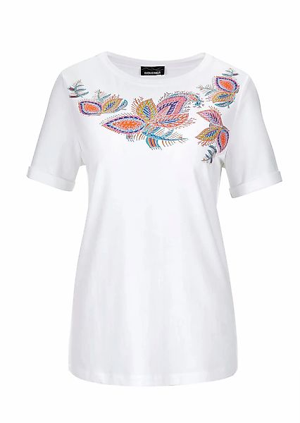 GOLDNER Kurzarmshirt "Florales Shirt mit U-Boot-Ausschnitt" günstig online kaufen