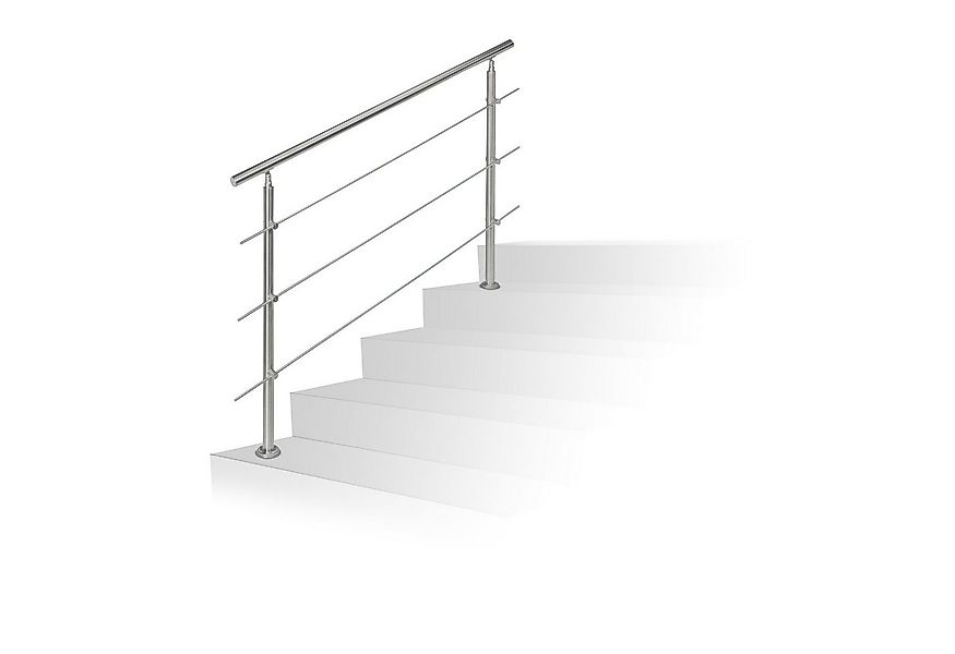 relaxdays Treppengeländer Edelstahl, 150 cm Länge, 108 cm Höhe, mit 2 Pfost günstig online kaufen