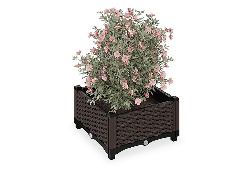 relaxdays Pflanzkübel in Rattan Optik, braun günstig online kaufen