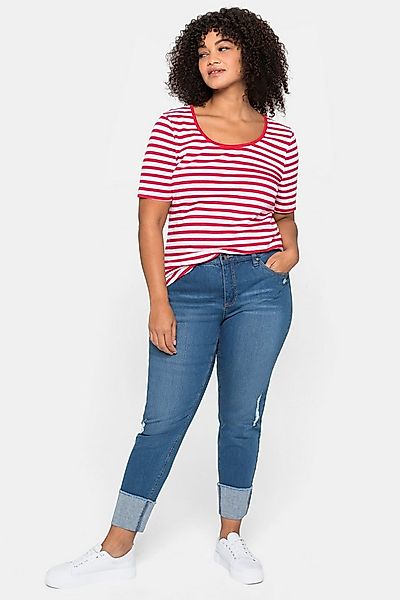 Sheego T-Shirt T-Shirt mit garngefärbtem Ringel, aus Rippware günstig online kaufen