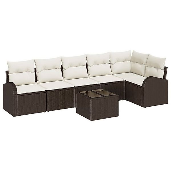 vidaXL Loungesofa 6-tlg. Garten-Sofagarnitur mit Kissen Grau Poly Rattan, 7 günstig online kaufen