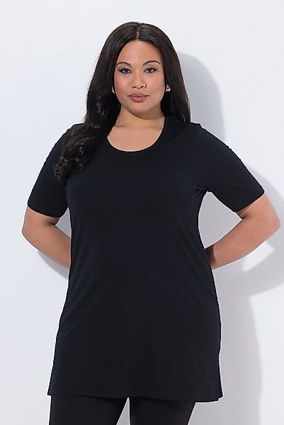 Ulla Popken Longshirt Longshirt A-Linie Rundhalsausschnitt Halbarm günstig online kaufen