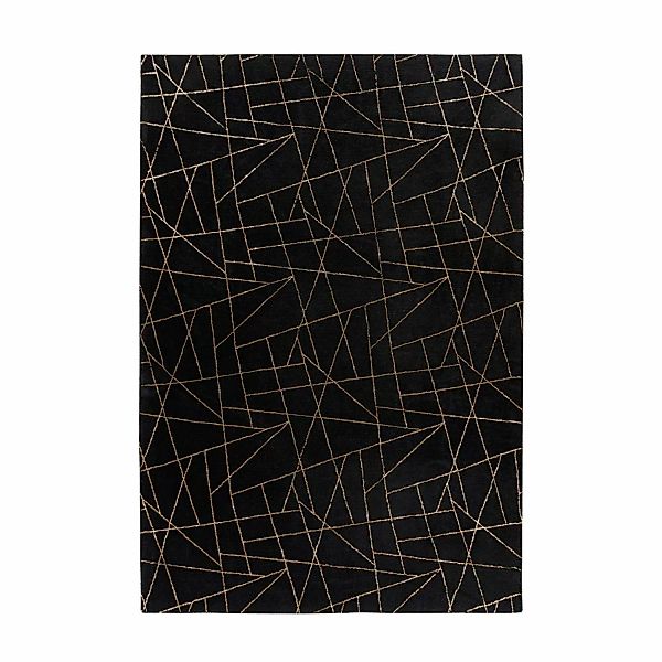 MeGusta Kurzflor Teppich Modern Schwarz Gold Weicher KurzflorTeppich 80 x 1 günstig online kaufen