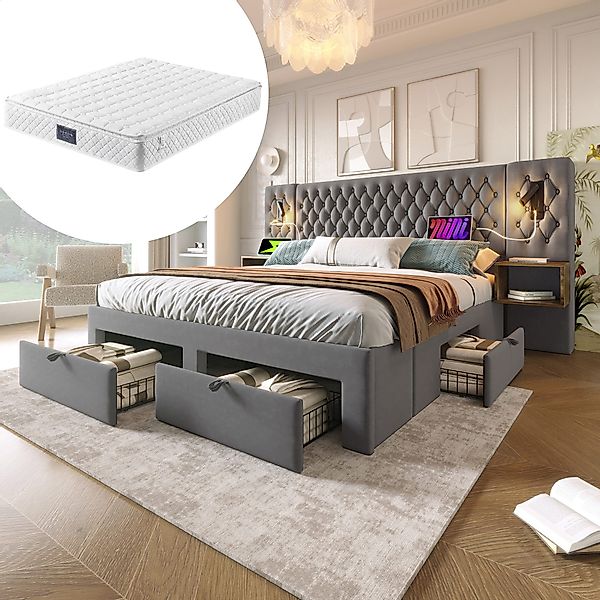 OKWISH Polsterbett Bettanlage Schlafzimmer Komplett Set günstig online kaufen