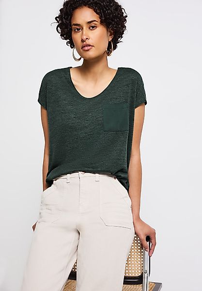 STREET ONE T-Shirt im Leinen-Look und günstig online kaufen
