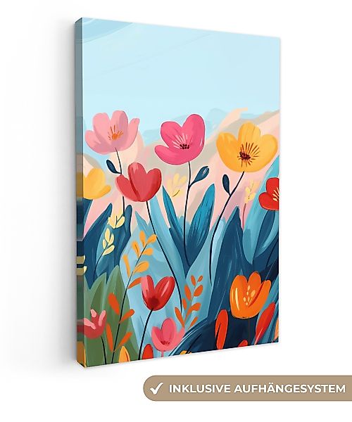 OneMillionCanvasses® Leinwandbild Illustration - Blumen - günstig online kaufen