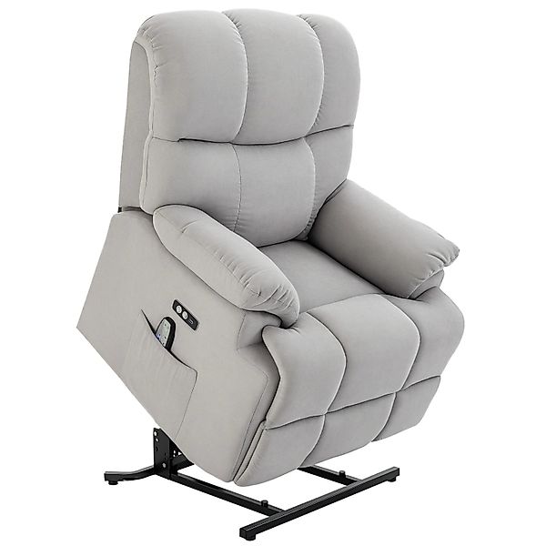 HOMCOM Sessel mit Aufstehhilfe Polyester Mehrschichtenplatte Stahl Grau günstig online kaufen