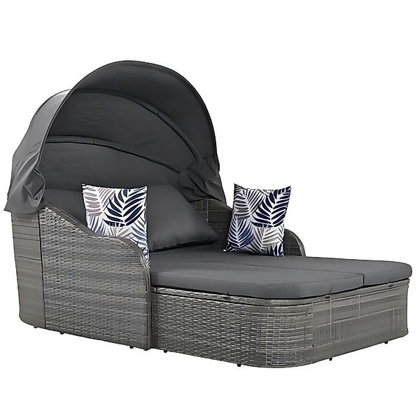 Odikalo Gartenlounge-Set Sonnenliege Doppelsofa Sonneninsel Rattan günstig online kaufen