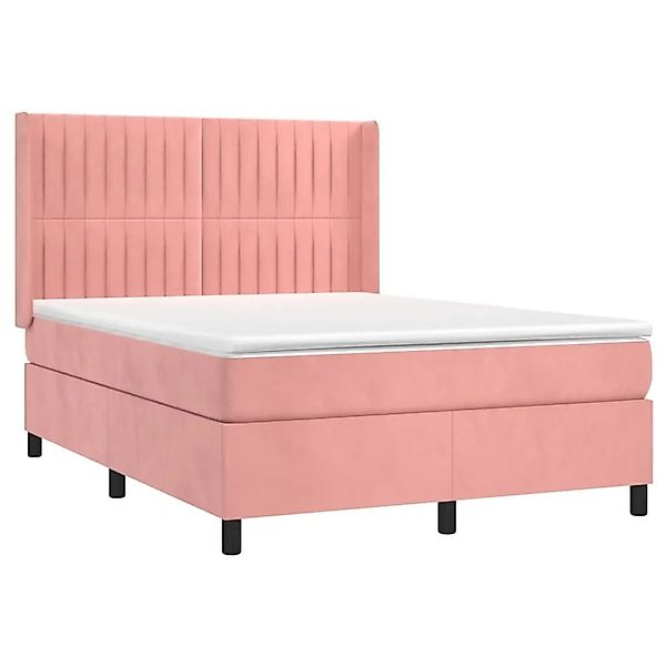 vidaXL Boxspringbett mit Matratze Rosa 140x200 cm Samt 3132806 günstig online kaufen