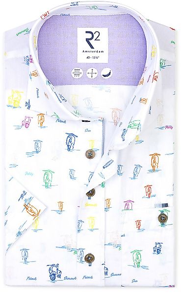 R2 Hemd Shortsleeve Print Multicolour - Größe 40 günstig online kaufen