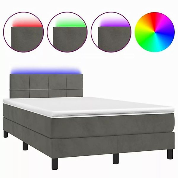 vidaXL Boxspringbett Boxspringbett mit Matratze LED Dunkelgrau 120x200 cm S günstig online kaufen