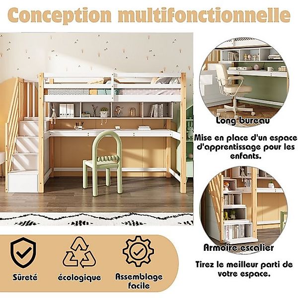 STILVORA Hochbett 90×200 Kinderbett mit Matratze,Bettgestell mit Schreibtis günstig online kaufen