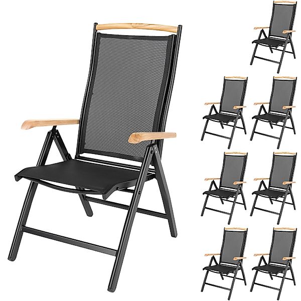 ib style Gartenstuhl 8er Set Diplomat Klappstuhl aus Aluminium und Teakholz günstig online kaufen