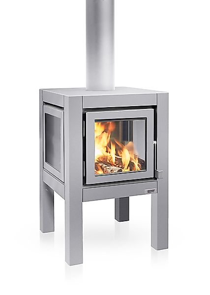 Quaruba Außenkamin Edelstahl matt Ohne Rollen 3 Seiten Glas L günstig online kaufen