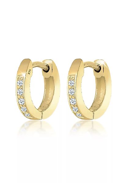 Elli DIAMONDS Paar Creolen "Creolen Basic Diamant (0.05 ct.) 375 Gelbgold" günstig online kaufen