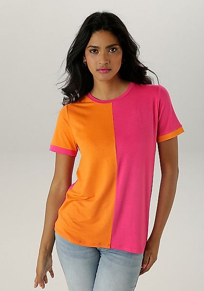 Aniston SELECTED T-Shirt mit trend- und farbstarken Colorblock günstig online kaufen