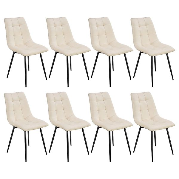 Juskys Esszimmerstuhl Blanca 8er Set mit Samt Beige günstig online kaufen