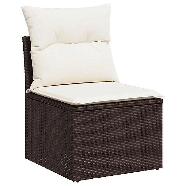 vidaXL Gartensofa ohne Armlehnen mit Kissen Braun Poly Rattan 366199 günstig online kaufen