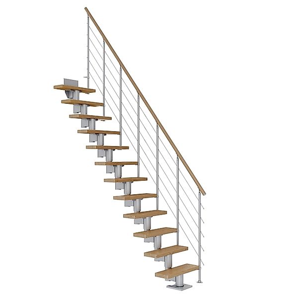 Dolle Mittelholmtreppe Dublin Eiche Perlgrau GH bis 315 cm Gerade 65 cm FSC günstig online kaufen