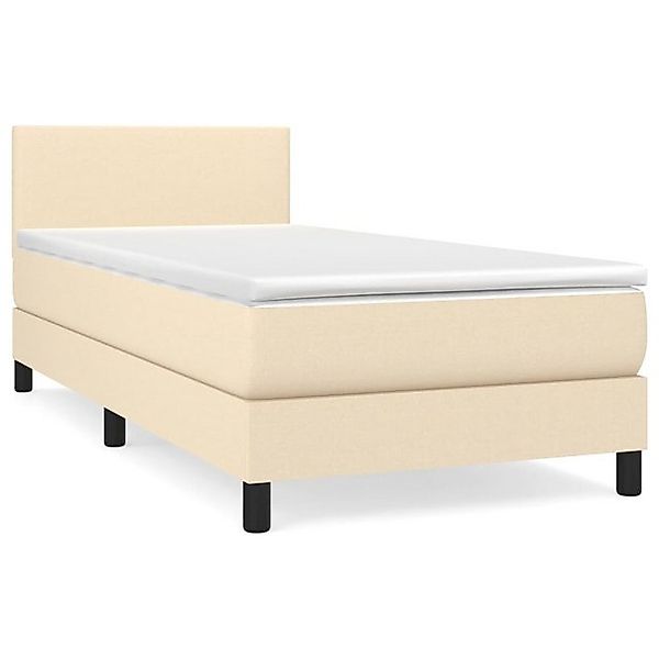 vidaXL Boxspringbett, Boxbett mit Matratze Creme 90x200 cm Stoff günstig online kaufen