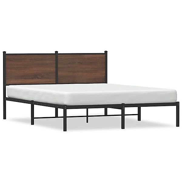 vidaXL Bett, Metallbett ohne Matratze Braun Eichen-Optik 140x200 cm günstig online kaufen