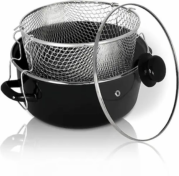 Krüger Frittiertopf, Emaille, mit Deckel, Ø 24 cm, Induktion günstig online kaufen